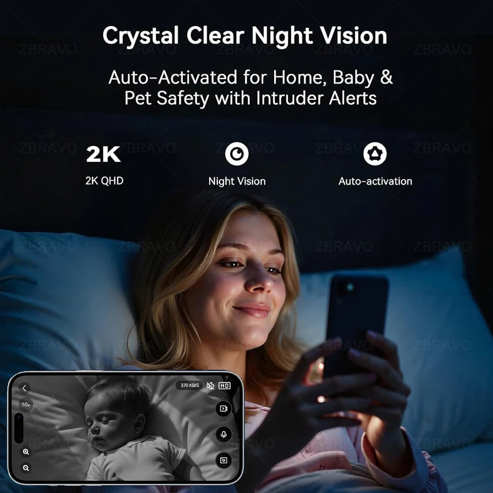 Tuya Smart Life 2K 5MP Indoor Mini WiFi Camera Home Security CCTV Motion Detection Siren Alarm Baby Monitor Color Night Vision