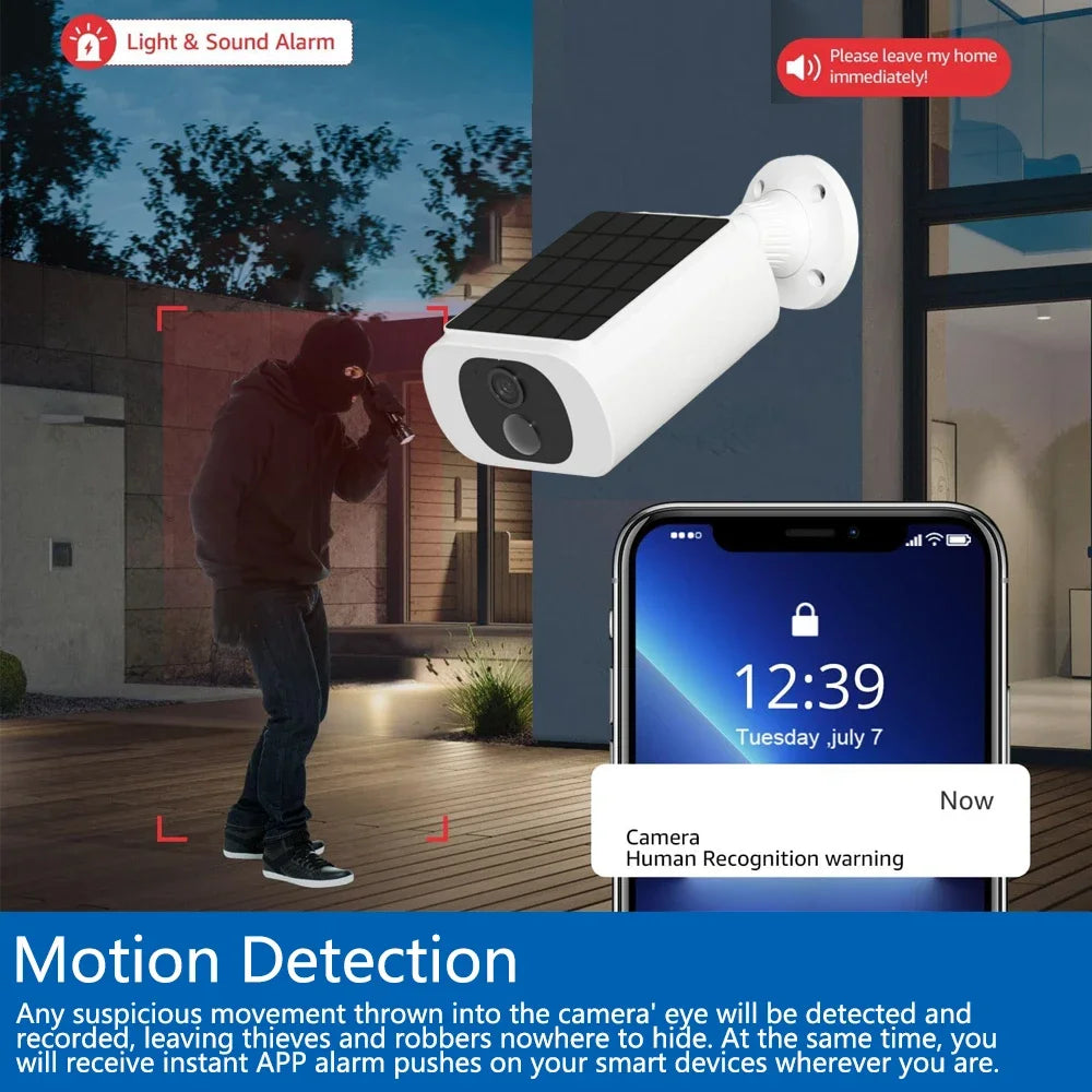 5MP Tuya Smartlife Outdoor Solar Battery Camera Wireless WIFI PIR Motion Detection Light Color Night Vision Two-Way Audio Camera