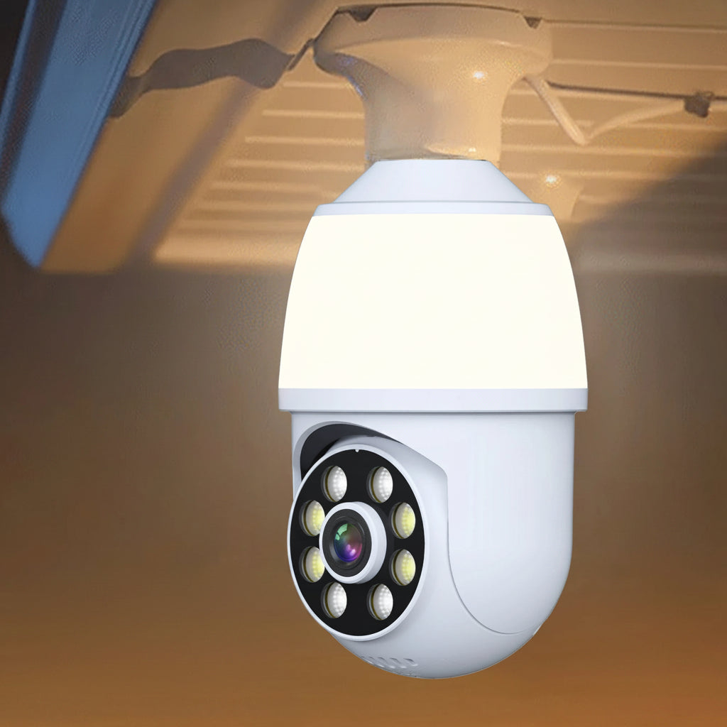 5MP E27 Bulb Camera Wifi Surveillance with LED Bulb PTZ 10X Zoom Ai Human Tracking Two-way Audio Night Vision Wireless Cam ICSEE