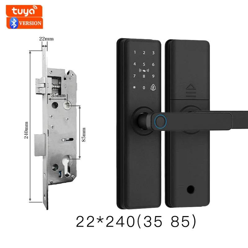 2026 New Smart Door Lock With Bluetooth Compatible Tuya APP Digital Electronic Lock Smart Home Wooden Door Lock Fingerprint