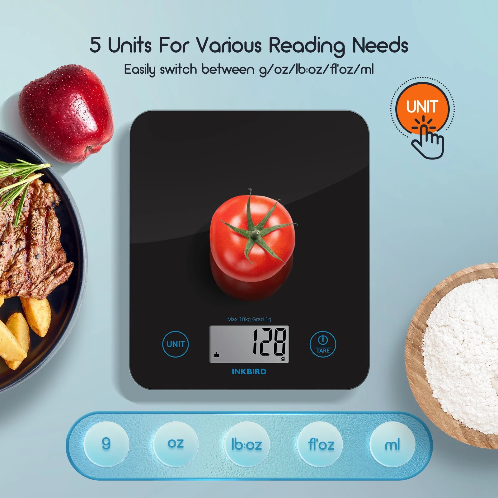 INKBIRD Bluetooth Kitchen Scale High-Precision Electronic Pastry Baking Scale Household Digital Scale for Cooker,Baker