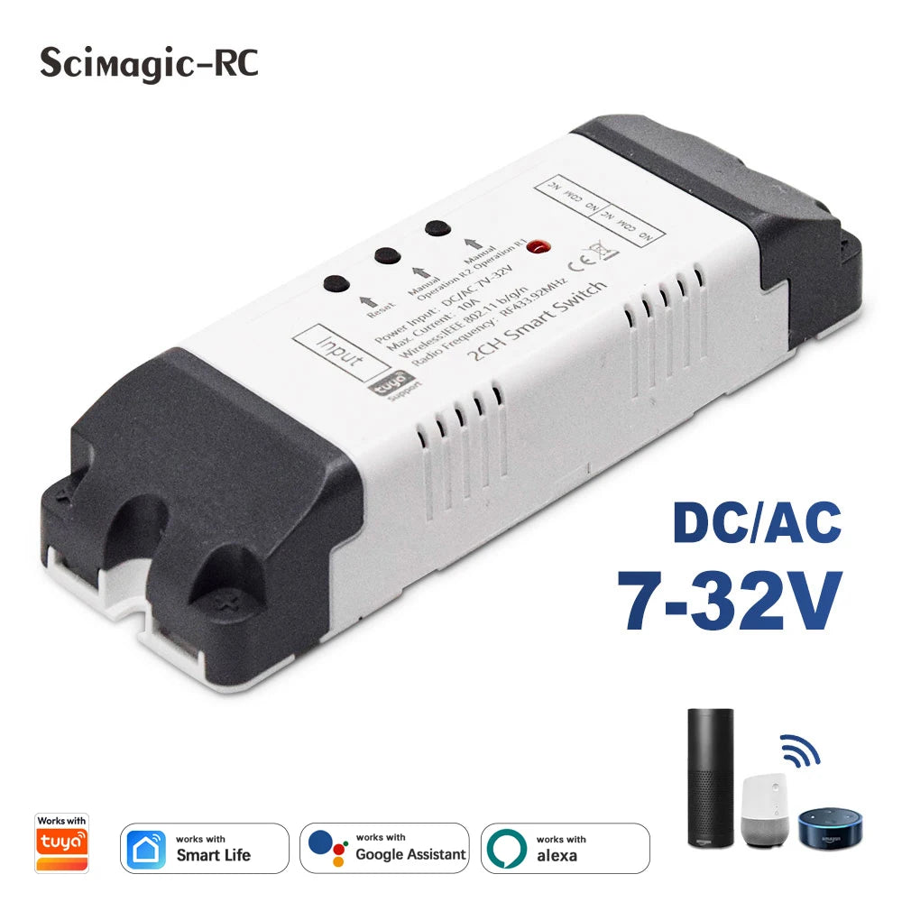 WIFI Smart Garage Gate Electric Door Access Motor Switch DC12V 24V AC220V 1/2CH Pulse Relay Module RF433 Remote Works with Tuya