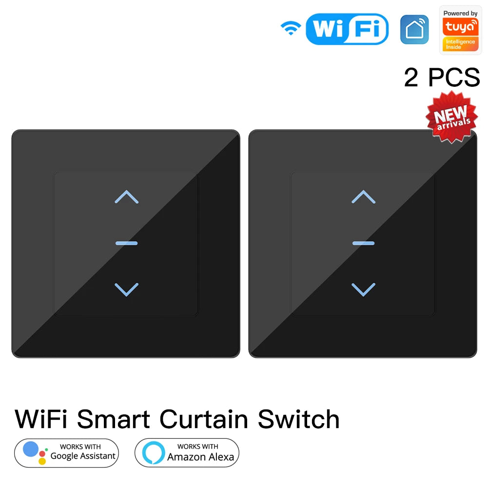 New WiFi Smart Curtain Switch Touch Design for Motorized Curtains and Roller Blinds work with Tuya Smart Life App Alexa Google