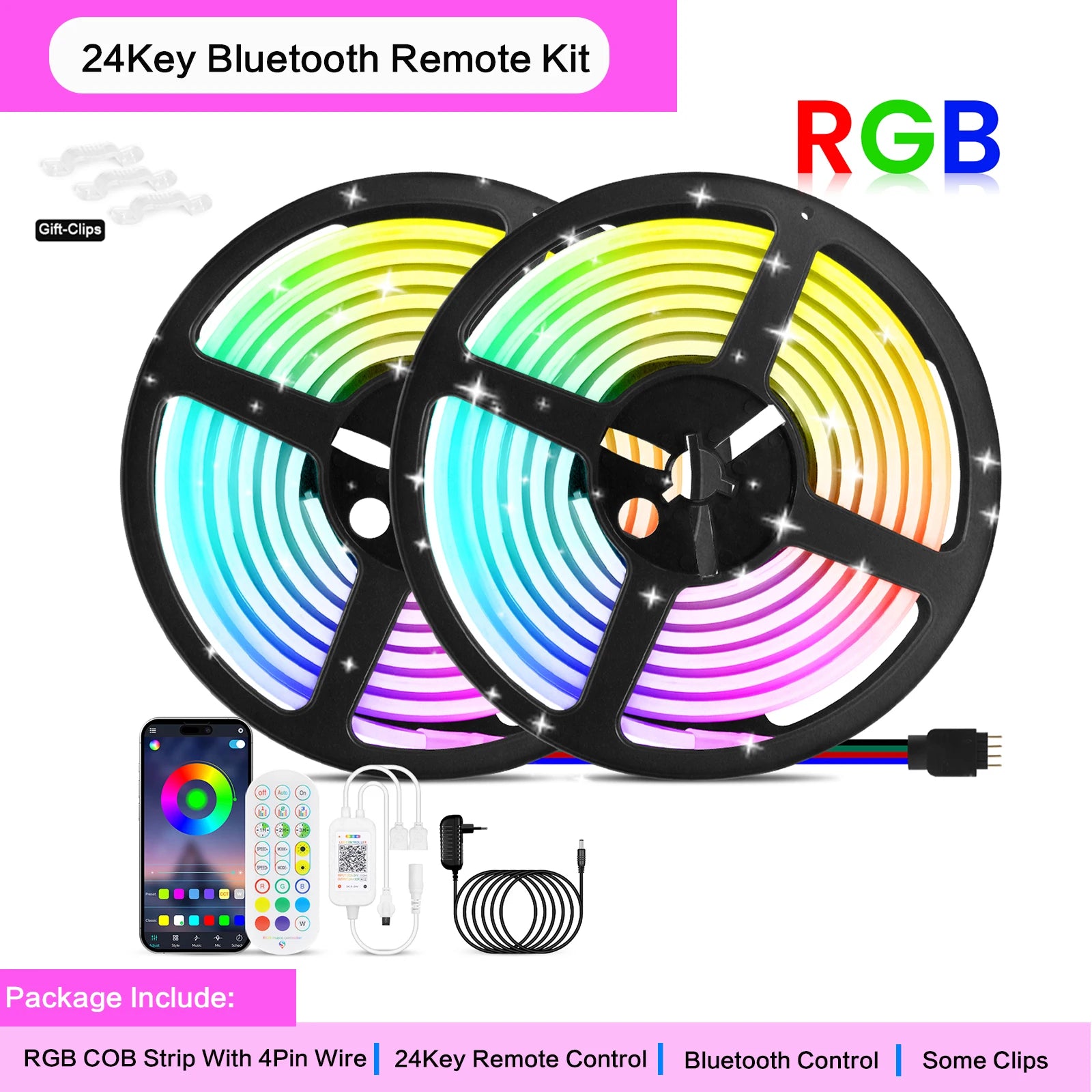 12V 24V Smart RGB COB LED Neon Strip WIFI Bluetooth App&Remote Control 576LED/m Waterproof Neon Light Indoor Outdoor Decor 1-20M