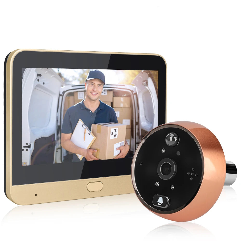 Extractme 4.3 Inch Wifi Smart Doorbell Camera Tuya 1080P Full HD Door Peephole Camera with PIR Detection Doorbell  Видеоглазок