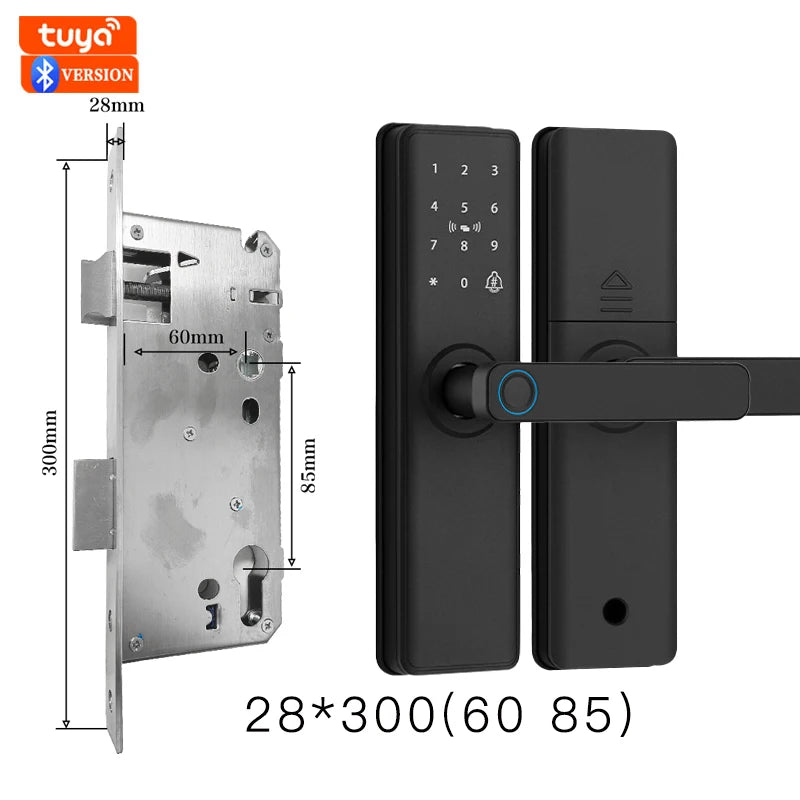 2026 New Smart Door Lock With Bluetooth Compatible Tuya APP Digital Electronic Lock Smart Home Wooden Door Lock Fingerprint