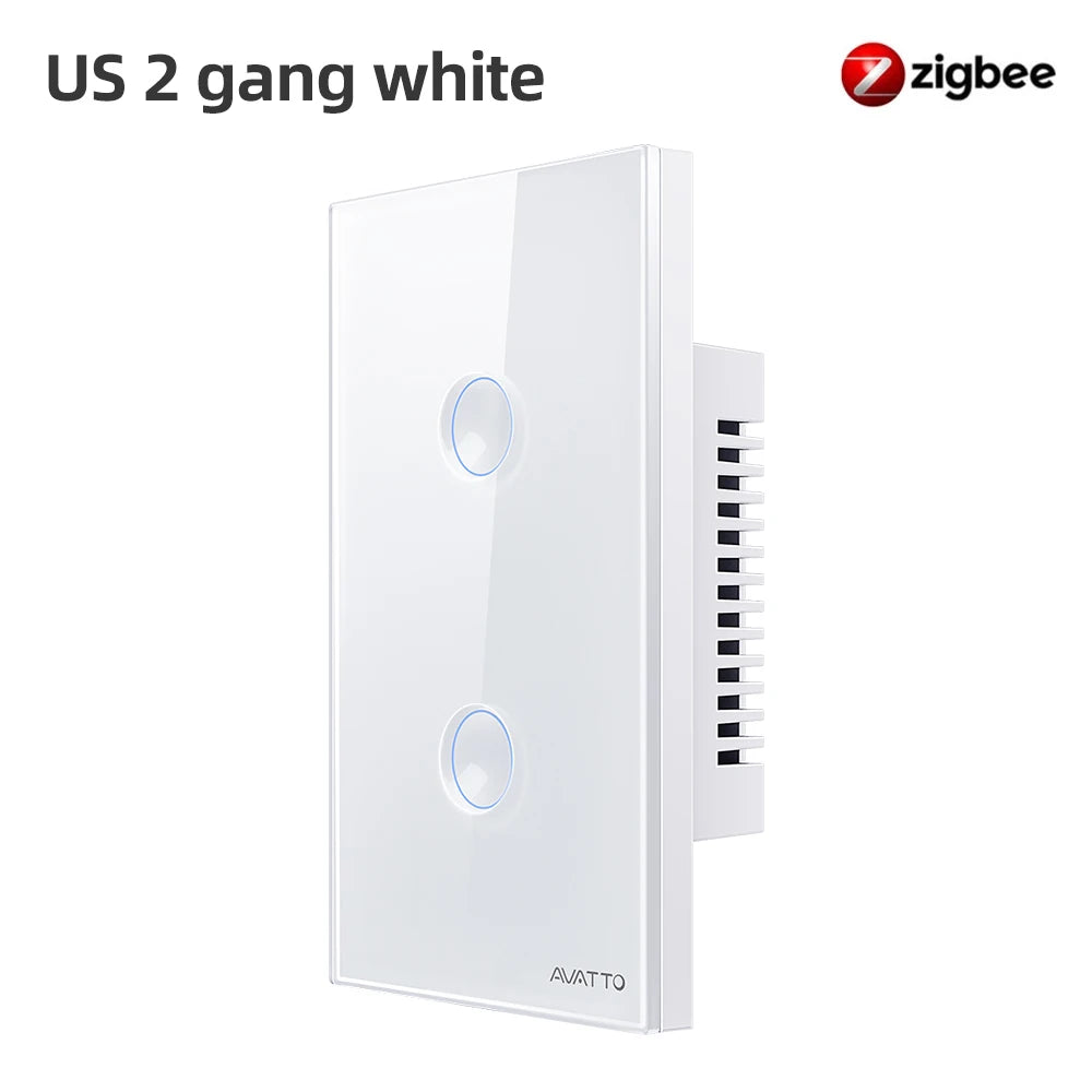 AVATTO Zigbee Smart Touch Switch 110-240V 1/2/3/4 Gang Light Switches Zigbee3.0 Signal Repeater Work With Tuya Alexa Google Home