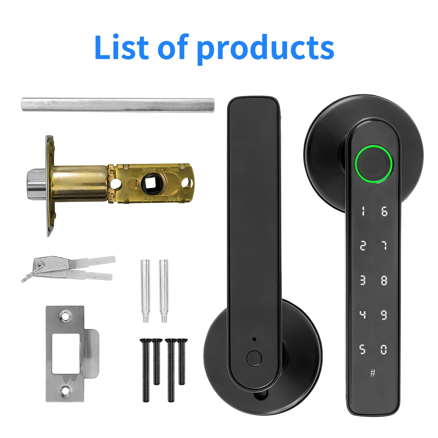 Tuya Bluetooth Biometric Electronic Lock Smart Fingerprint Password App Unlock Intelligent Door Handle Lock Home Security