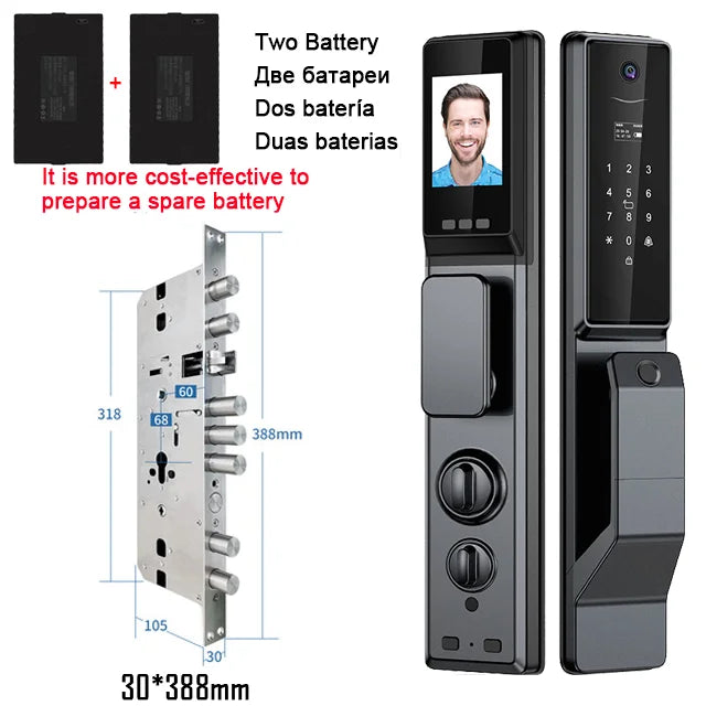 Outdoor Waterproof Lock Wifi Tuya APP Remote Voice Intercom Electronic Door Lock Face Fingerprint Smart Door Lock With Camera