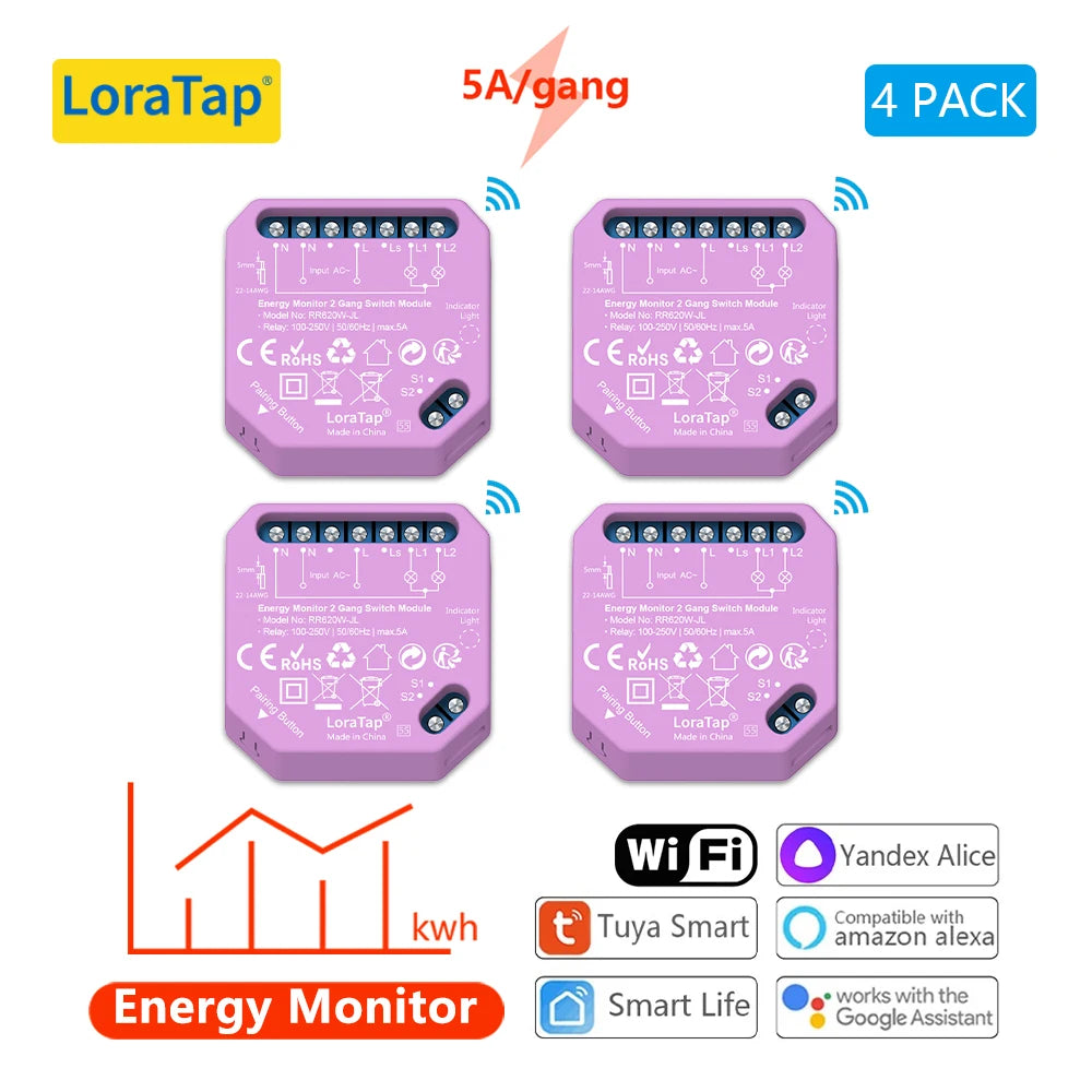 Tuya Smart Life Wifi Switch 2 Gang Relay Breaker Module Google Home Alexa Echo Voice Control Smart Lighting Timer Switch DIY