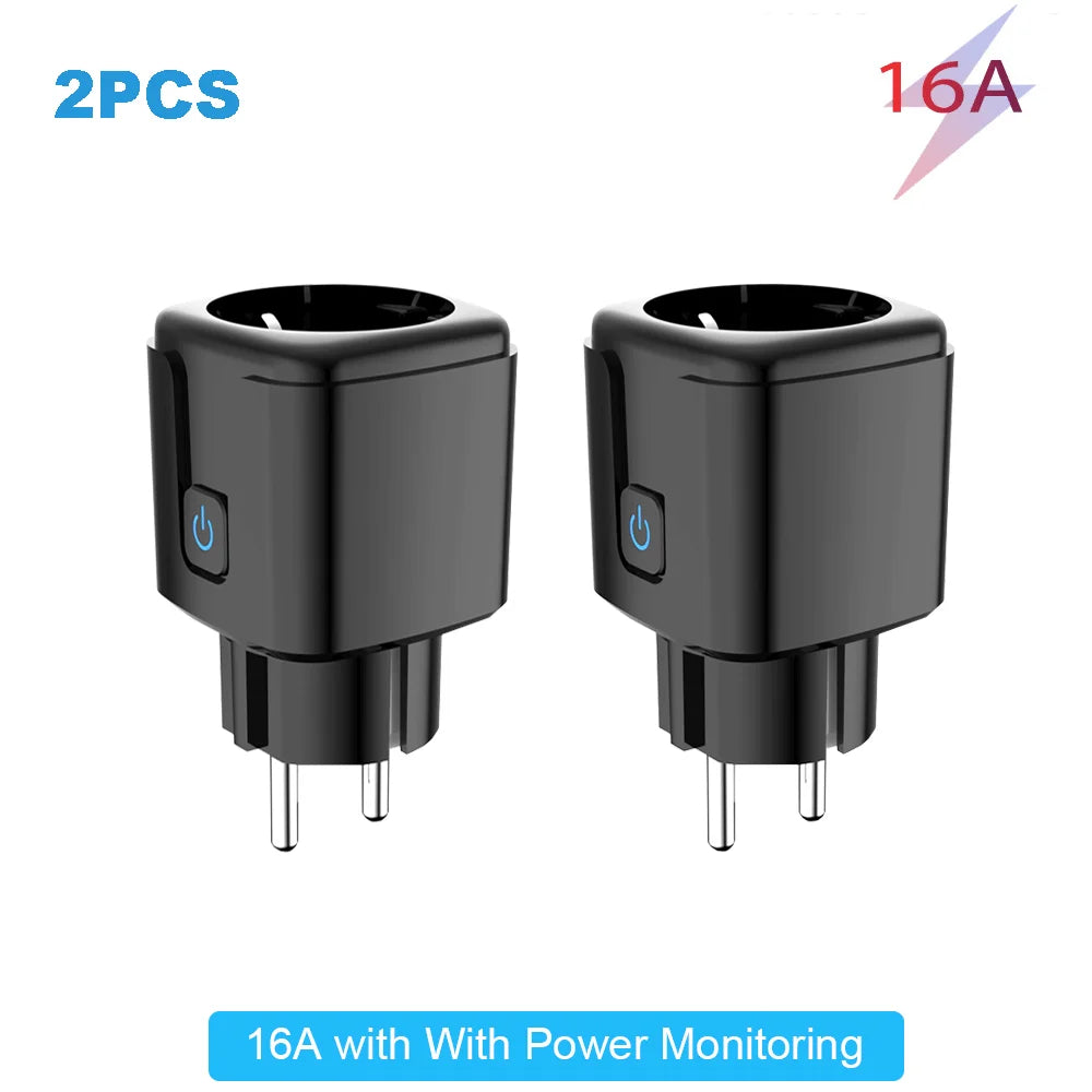 Tuya 16A,20A Smart Plug WiFi Socket EU Power Monitoring Timing Function Works with Alexa, Google Home, Smart Life Home, Alice