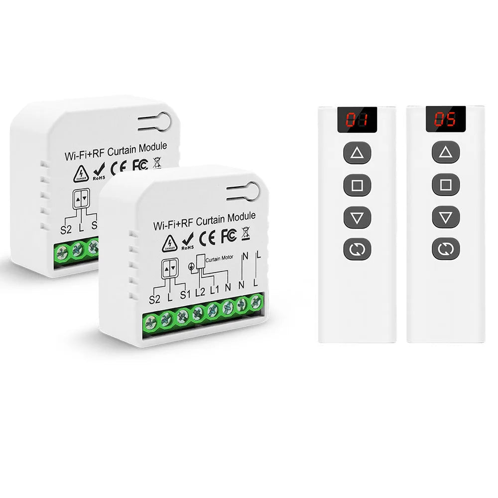 WiFi Tuya Smart Life 433Mhz Blind Curtain Switch with RF 5 Channels Remote for Electric Roller Shutter Google Home Alexa