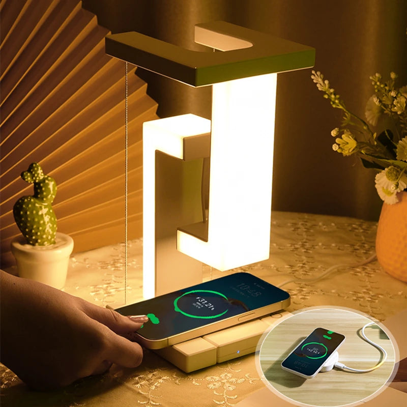 Novelty Floating Lamp with 10W Detachable Wireless Charger Decorative Light for Bedroom/Office