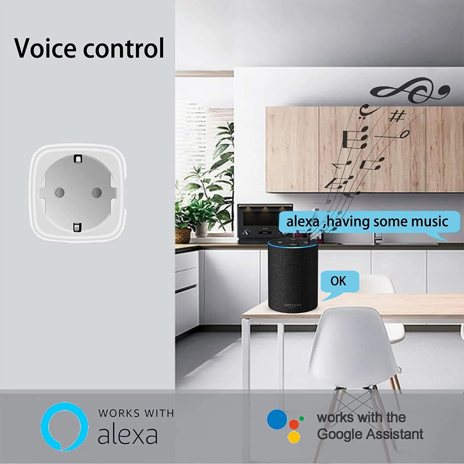 Tuya 16A,20A Smart Plug WiFi Socket EU Power Monitoring Timing Function Works with Alexa, Google Home, Smart Life Home, Alice