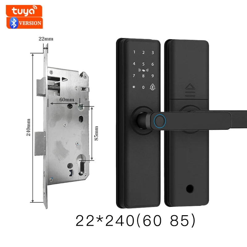 2026 New Smart Door Lock With Bluetooth Compatible Tuya APP Digital Electronic Lock Smart Home Wooden Door Lock Fingerprint