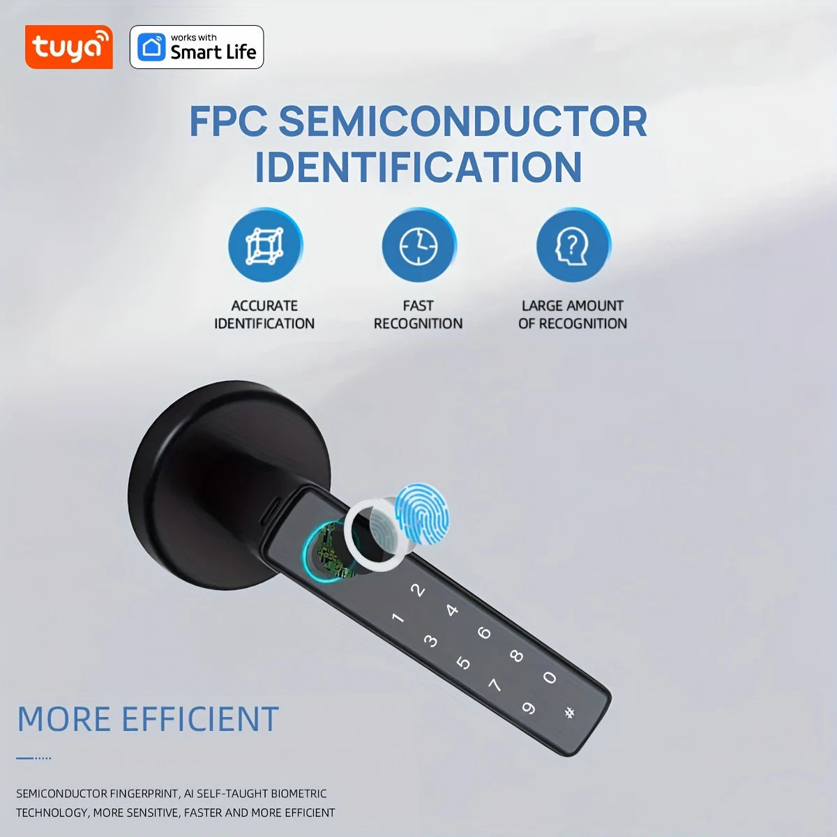 Tuya Bluetooth Biometric Electronic Lock Smart Fingerprint Password App Unlock Intelligent Door Handle Lock Home Security