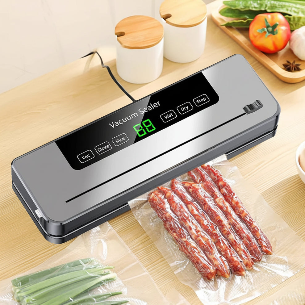Electric Vacuum Sealer Food Storage Seal Touch Button Dry/Wet Built-in Cutter Kitchen Food Sealing Vacuum Packaging Machine