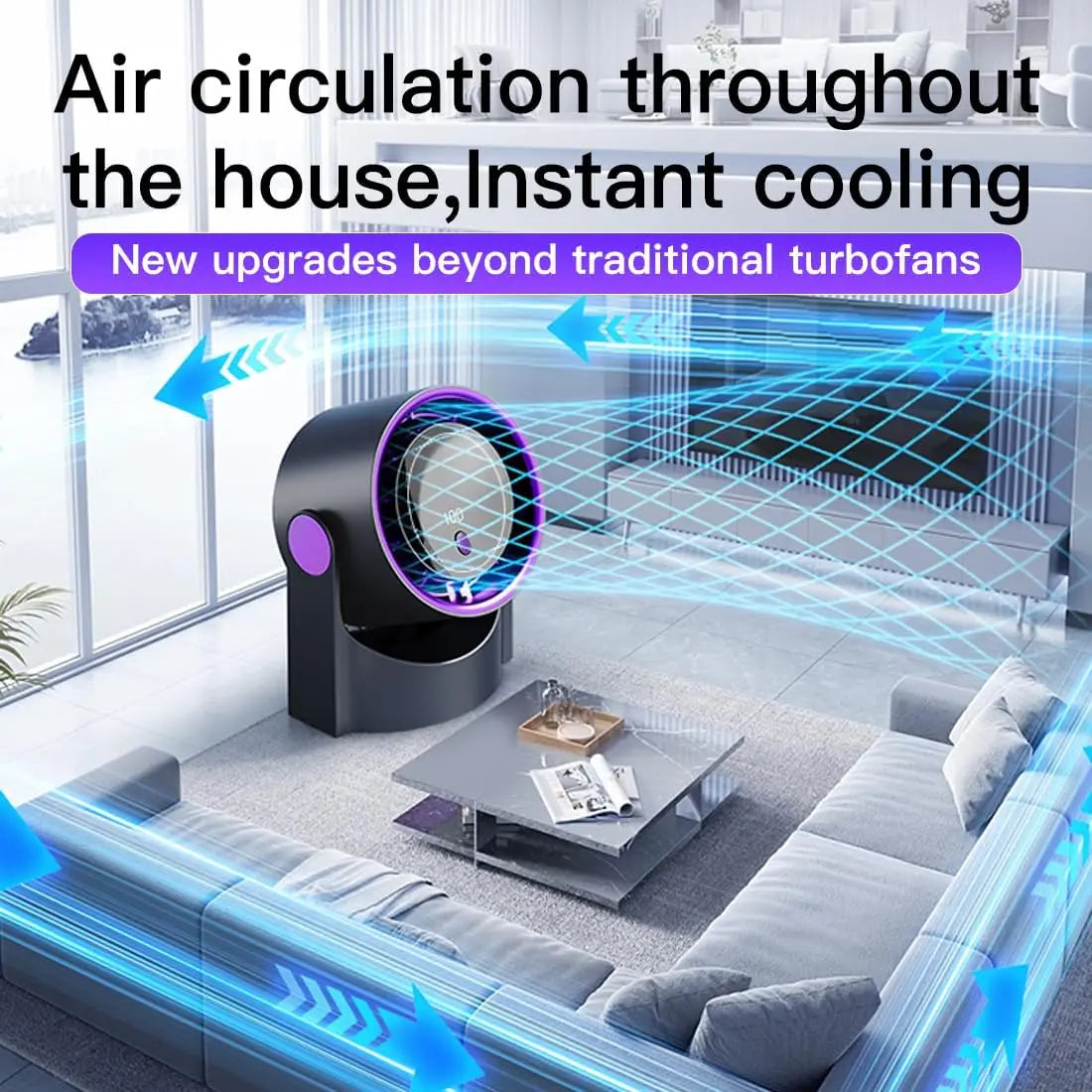 XIAOTREE Smart Electric Fan 100 Speed Bladeless Fan USB Charging Desktop Silent Wall Mounted Air Conditioner Office Indoor Campi