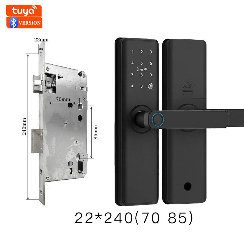 2026 New Smart Door Lock With Bluetooth Compatible Tuya APP Digital Electronic Lock Smart Home Wooden Door Lock Fingerprint