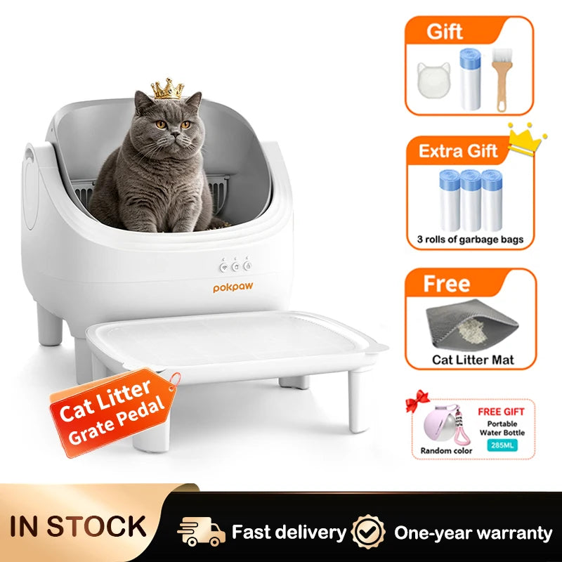 Pokpaw CL16 Smart Self-cleaning Automatic Cat Litter Box with App Control – 76L Semi Enclosed Cat Toilet Supplies for Cats