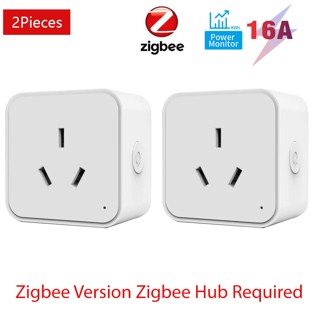 Tuya Wifi Zigbee 16A Smart Plug With Energy Metering Function AU Smart Socket Smart Life App Control Work With Alexa Google Home