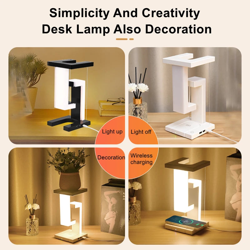 Novelty Floating Lamp with 10W Detachable Wireless Charger Decorative Light for Bedroom/Office