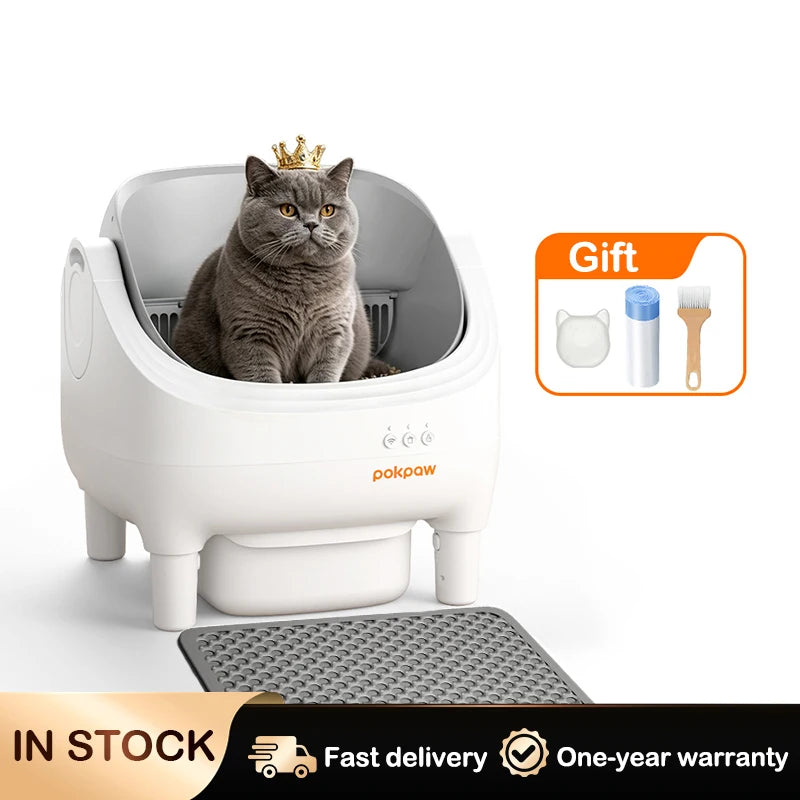 Pokpaw CL16 Smart Self-cleaning Automatic Cat Litter Box with App Control – 76L Semi Enclosed Cat Toilet Supplies for Cats