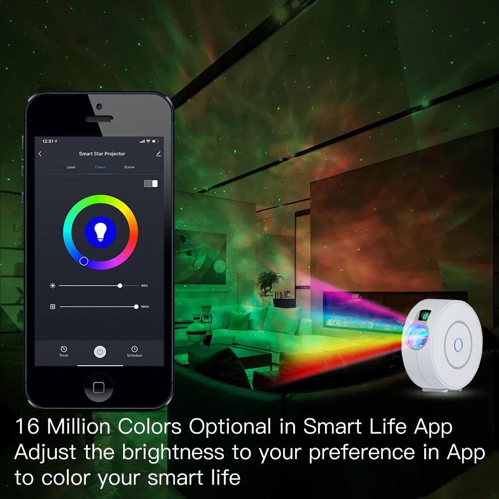 MOES Tuya WiFi Smart Star Projector Galaxy for Holiday Party APP Control Smart Home Nebula Projector works for Google Home Alexa