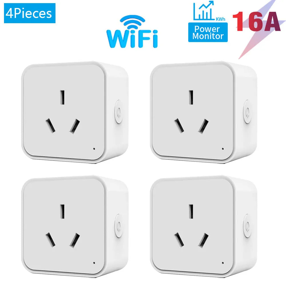 Tuya Wifi Zigbee 16A Smart Plug With Energy Metering Function AU Smart Socket Smart Life App Control Work With Alexa Google Home