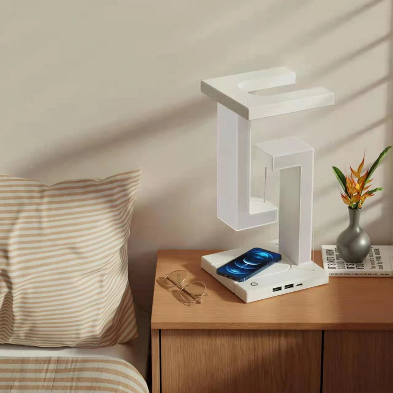 Novelty Floating Lamp with 10W Detachable Wireless Charger Decorative Light for Bedroom/Office