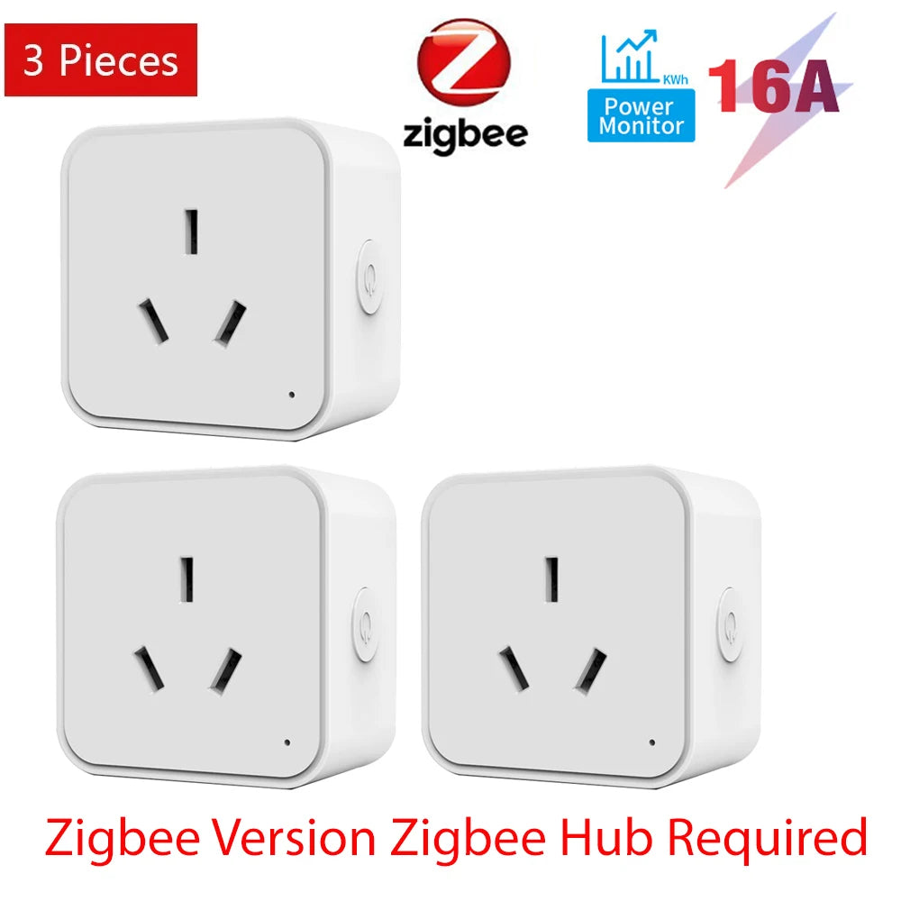 Tuya Wifi Zigbee 16A Smart Plug With Energy Metering Function AU Smart Socket Smart Life App Control Work With Alexa Google Home