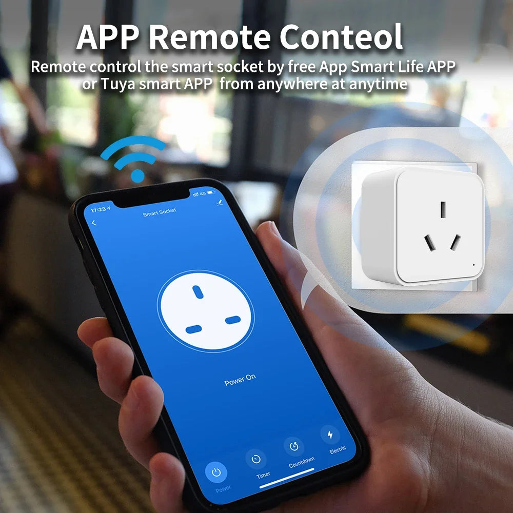 Tuya Wifi Zigbee 16A Smart Plug With Energy Metering Function AU Smart Socket Smart Life App Control Work With Alexa Google Home