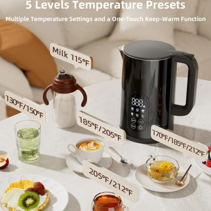 1.7L Digital Smart Electric Kettle 2026 New Tuya Wifi Controlled Kettle with Thermal Insulation Mobile Phone Display Control