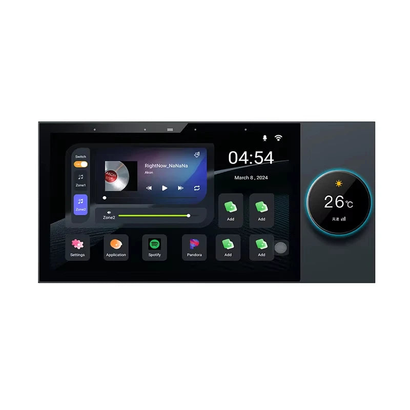 7 Inch Android 11 Tuya Smart Home Control Panel with Music Player Rotary Button E-Share Zigbee Hub  WiFi Wall Amplifier