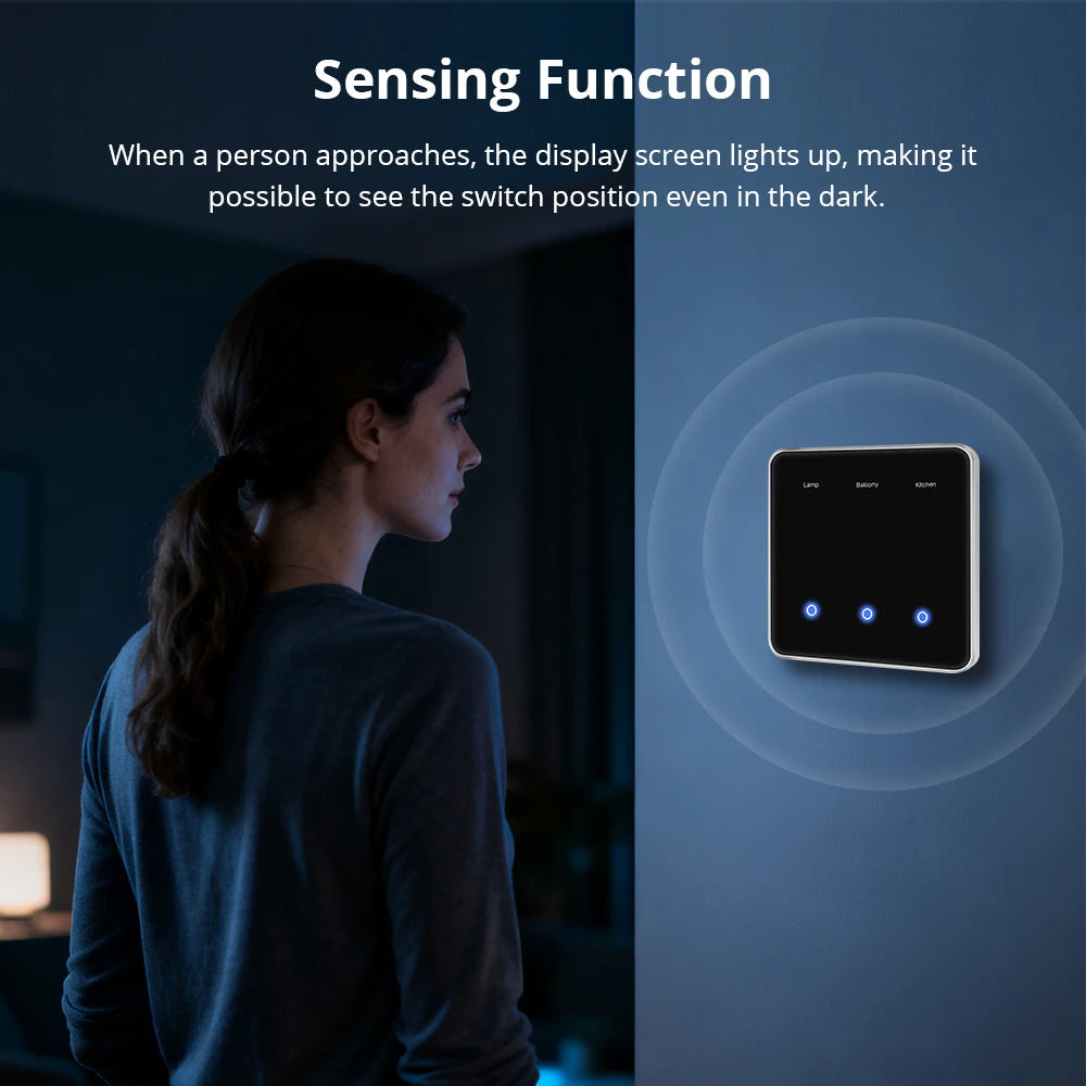 Zemismart Zigbee DIY Name Switch EU All Black Touch Panel Smart Display Screen Light Switch Work with Tuya Smart Life App