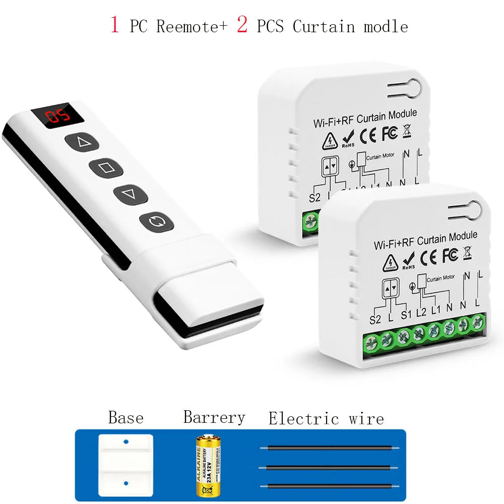 WiFi Tuya Smart Life 433Mhz Blind Curtain Switch with RF 5 Channels Remote for Electric Roller Shutter Google Home Alexa