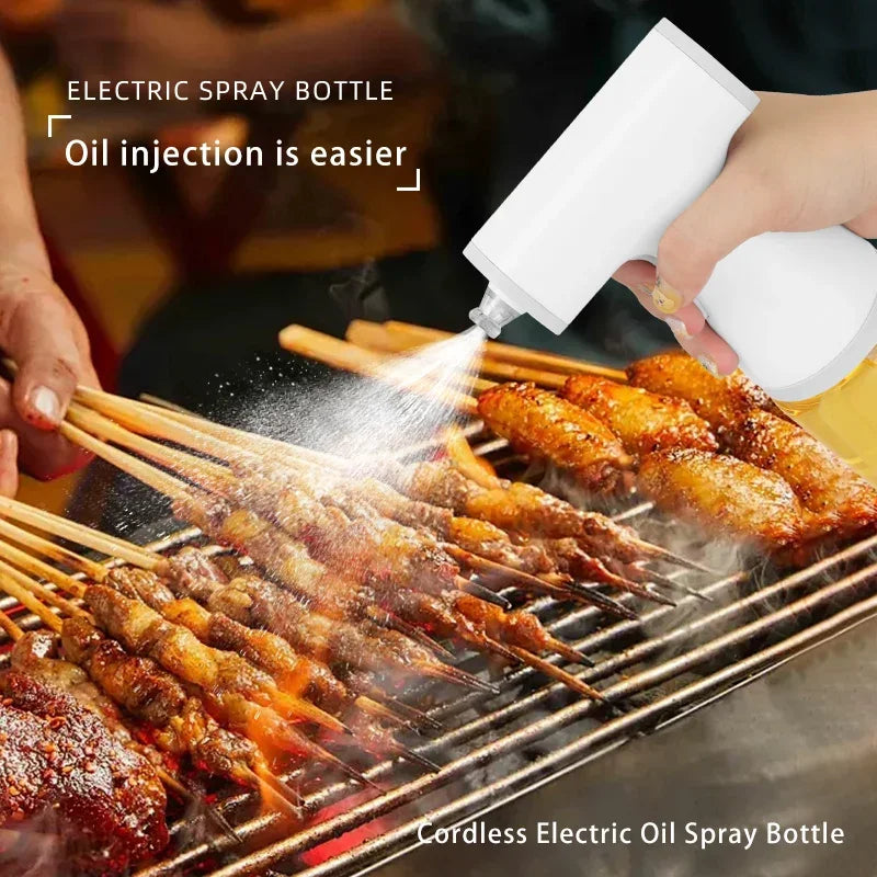 Electric Oil Sprayer, Adjustable Mist & Stream Modes, USB Rechargeable, High Borosilicate Glass Bottle for Kitchen & BBQ