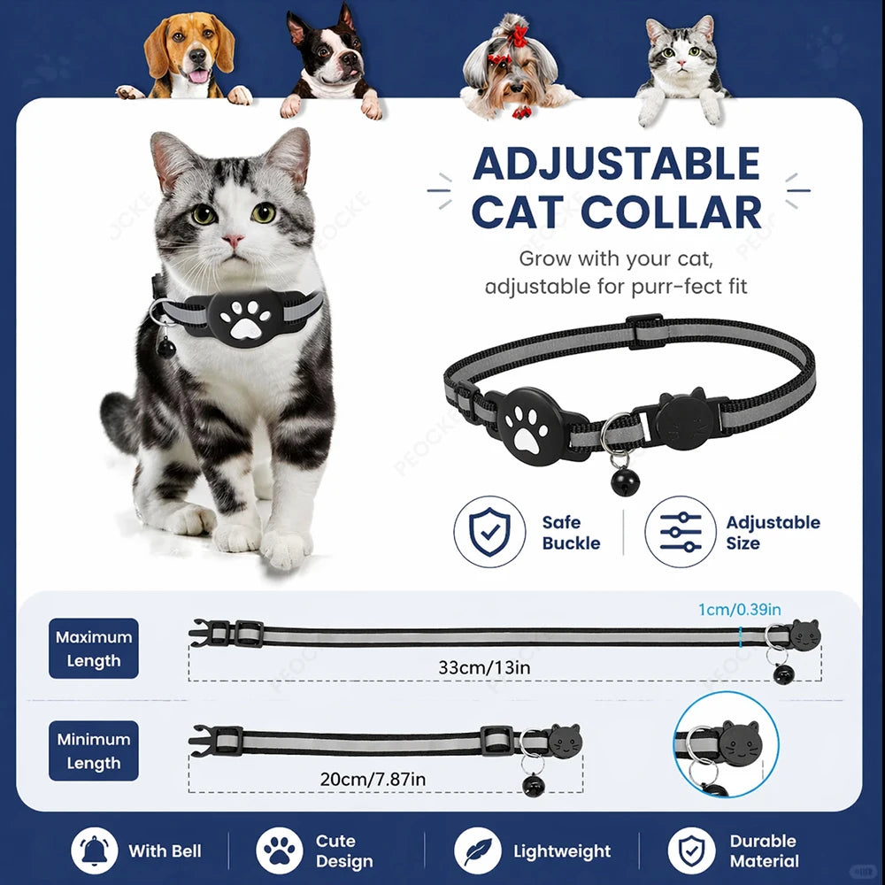 Cat Smart GPS Trackers Collar Anti-Lost Kitten Waterproof Tracker Adjustable Safety Buckle Reflective GPS Collar For Android