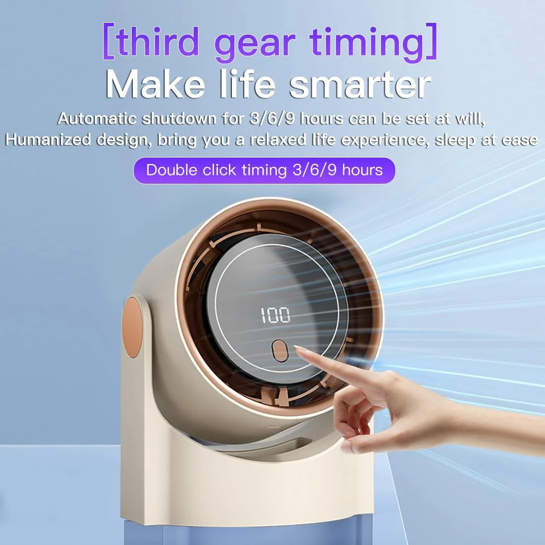 XIAOTREE Smart Electric Fan 100 Speed Bladeless Fan USB Charging Desktop Silent Wall Mounted Air Conditioner Office Indoor Campi