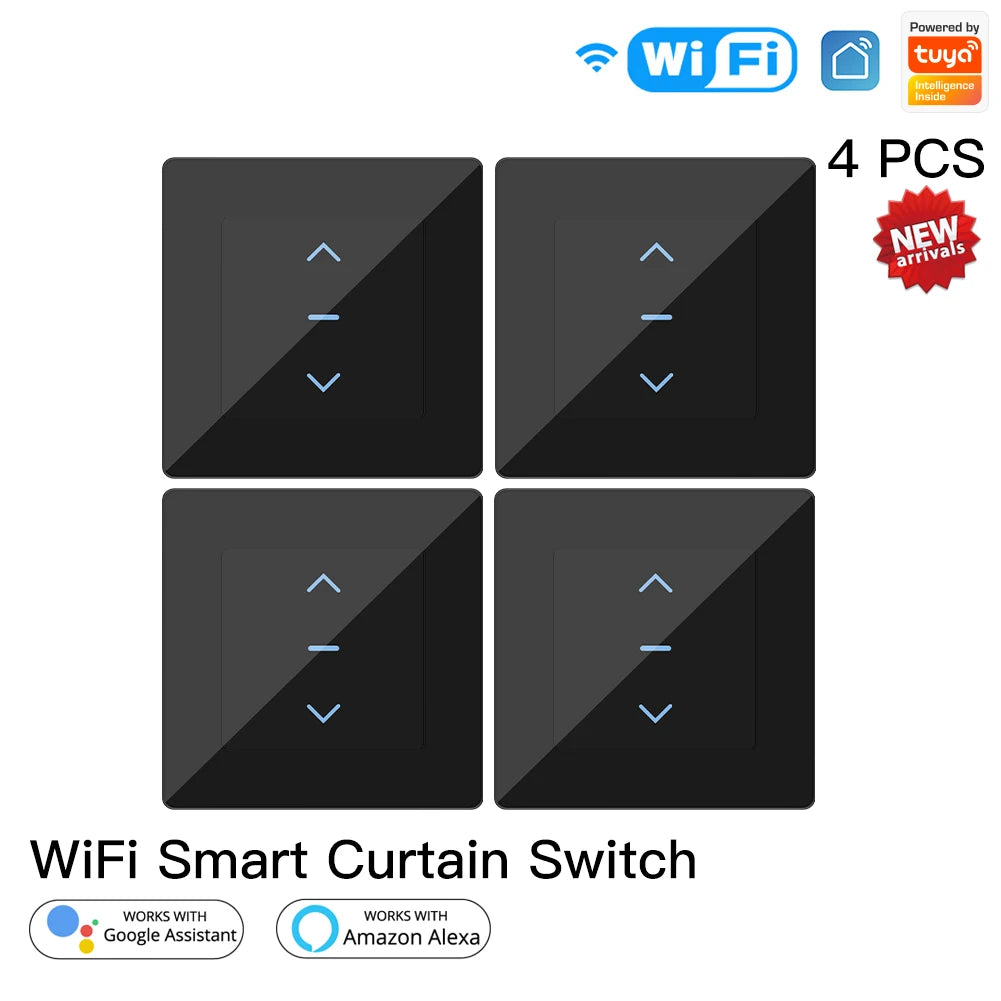 New WiFi Smart Curtain Switch Touch Design for Motorized Curtains and Roller Blinds work with Tuya Smart Life App Alexa Google
