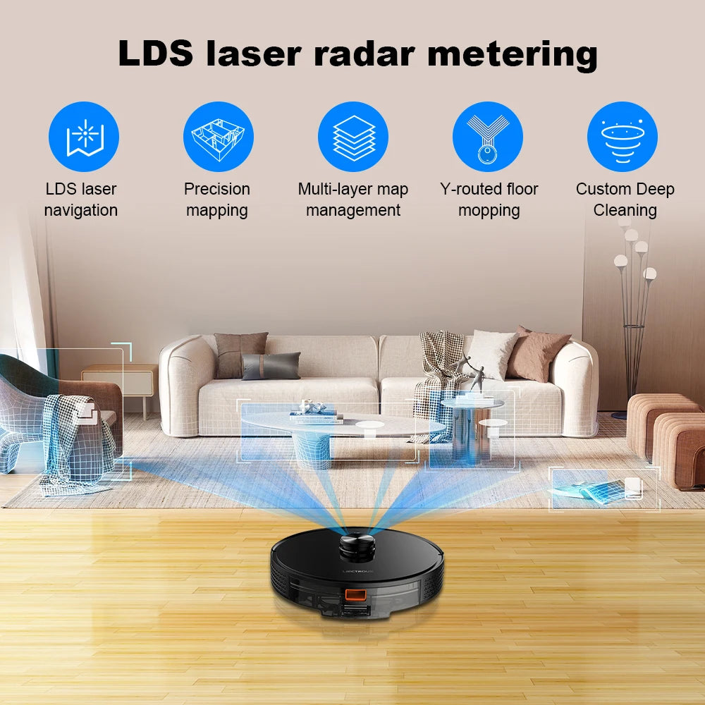 Liectroux / LILIN X6 Robot Vacuum Cleaner,Laser System,Wet Dry Mopping,6500Pa, Multi-Floor Map,Zone Cleaning,APP Restricted Area