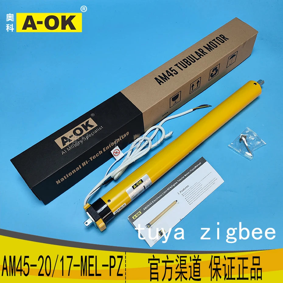 A-OK AM45 20/17 Smart Awning Blinds Tubular Motor,Tuya Zigbee +RF433 Control,for 50mm/55mm/65mm/70mm Tube Rolling Sunshade Motor