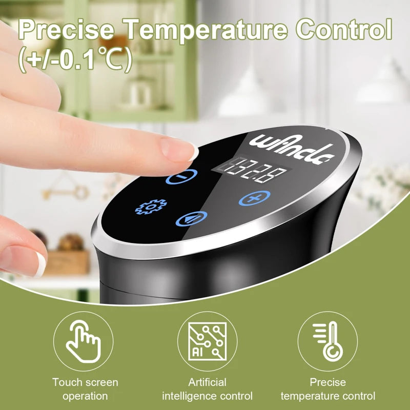 1100W Vacuum Sous Vide Cooker IPX7 Waterproof Slow Cooker with Digital Display LCD Touch Immersion Circulator Accurate Cooking