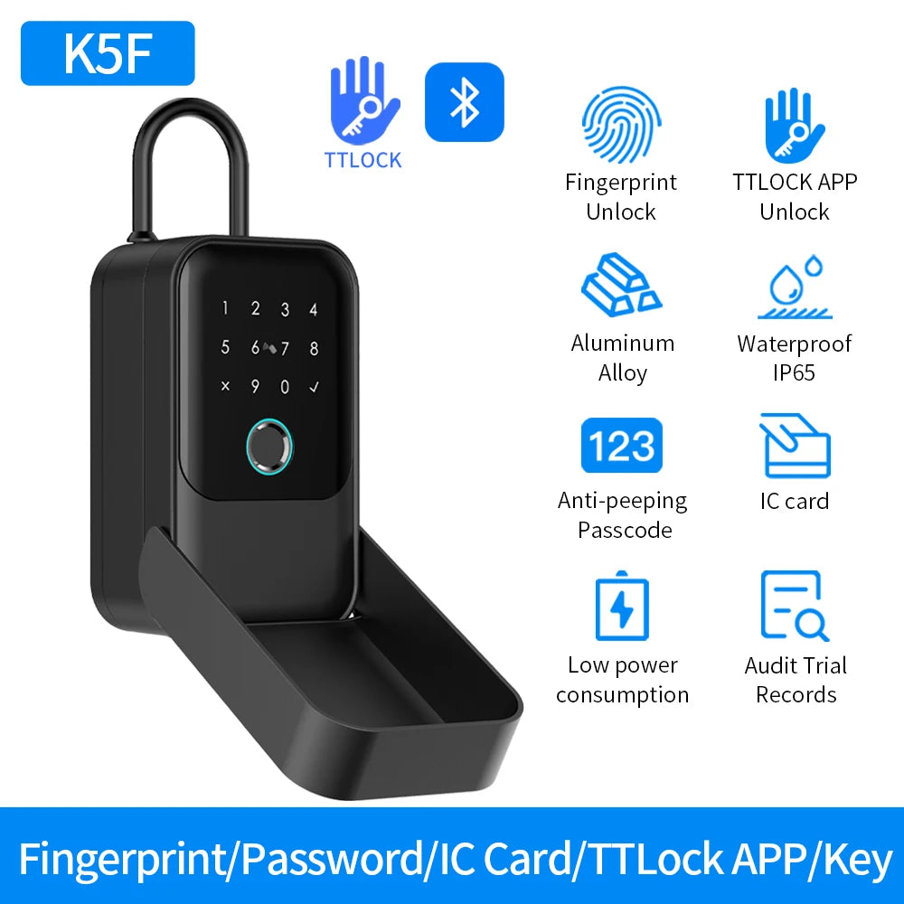Fingerprint Key Box Storage Secret Key Lock Fusebox BLE Tuya / Ttlock App Unlock Support Wifi Gateway Secreta Safety Box Padlock