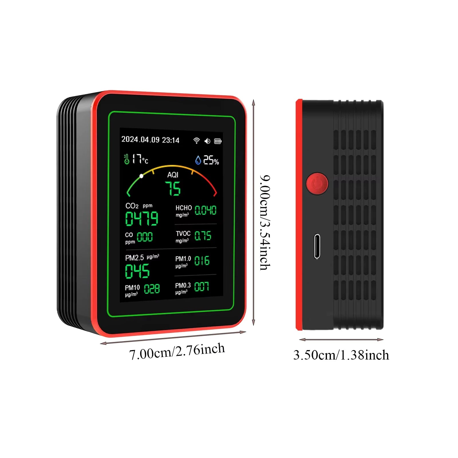 Home Air Quality Monitor Tuya WiFi App USB Rechargeable Gas Detector AQI PM2.5 PM10 PM0.3 TVOC HCHO CO CO2 Sensor Meter 15 in 1