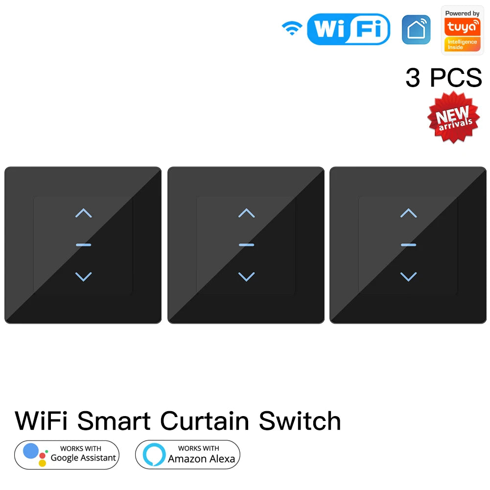 New WiFi Smart Curtain Switch Touch Design for Motorized Curtains and Roller Blinds work with Tuya Smart Life App Alexa Google