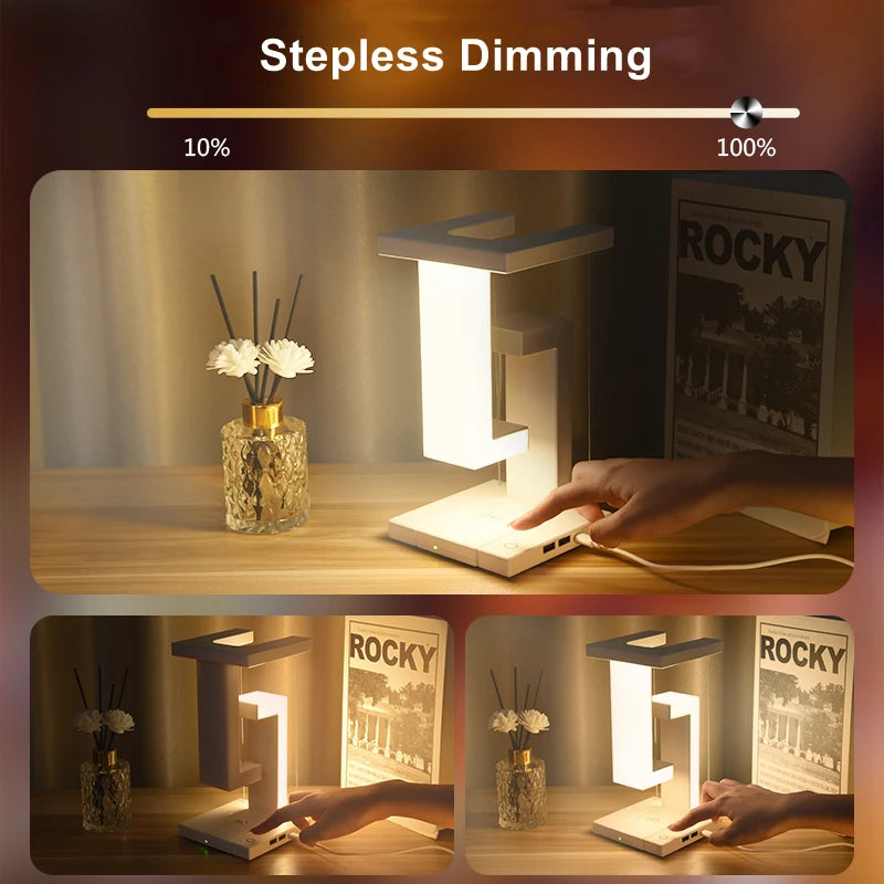 Novelty Floating Lamp with 10W Detachable Wireless Charger Decorative Light for Bedroom/Office
