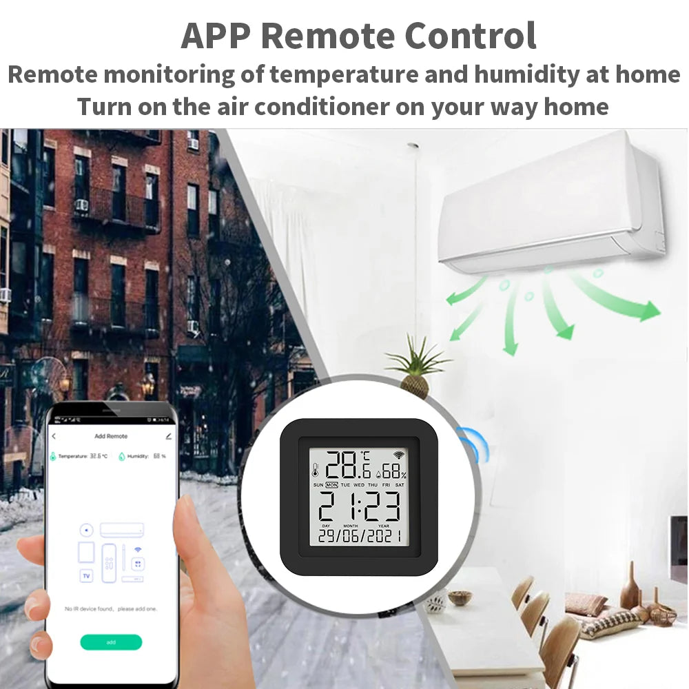 Tuya Smart IR Remote Control WiFi Home Temperature Humidity Sensor for Air Conditioner TV AC Works with Alexa Google Assistant