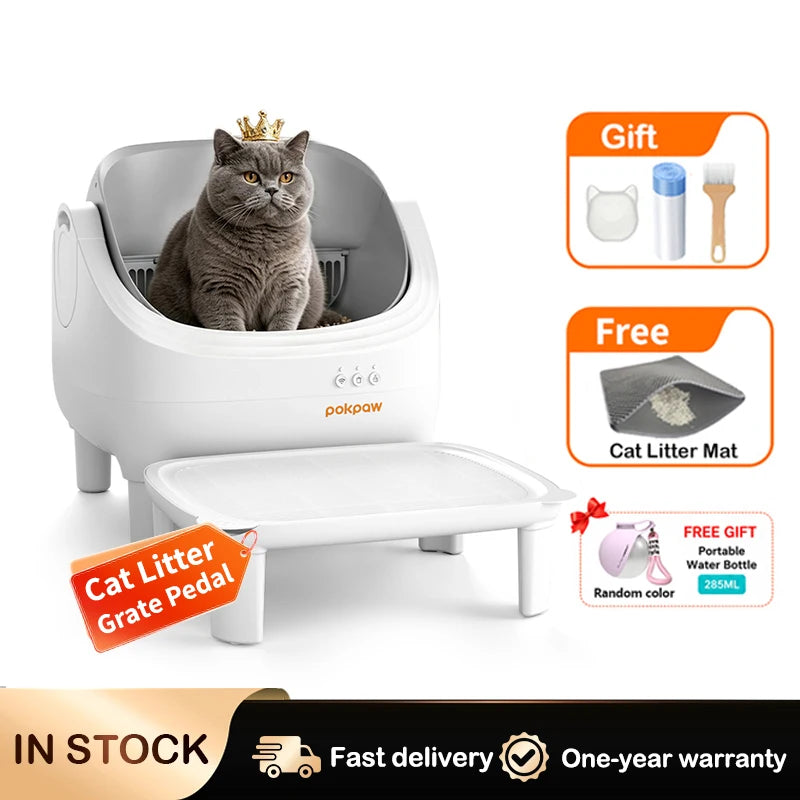 Pokpaw CL16 Smart Self-cleaning Automatic Cat Litter Box with App Control – 76L Semi Enclosed Cat Toilet Supplies for Cats