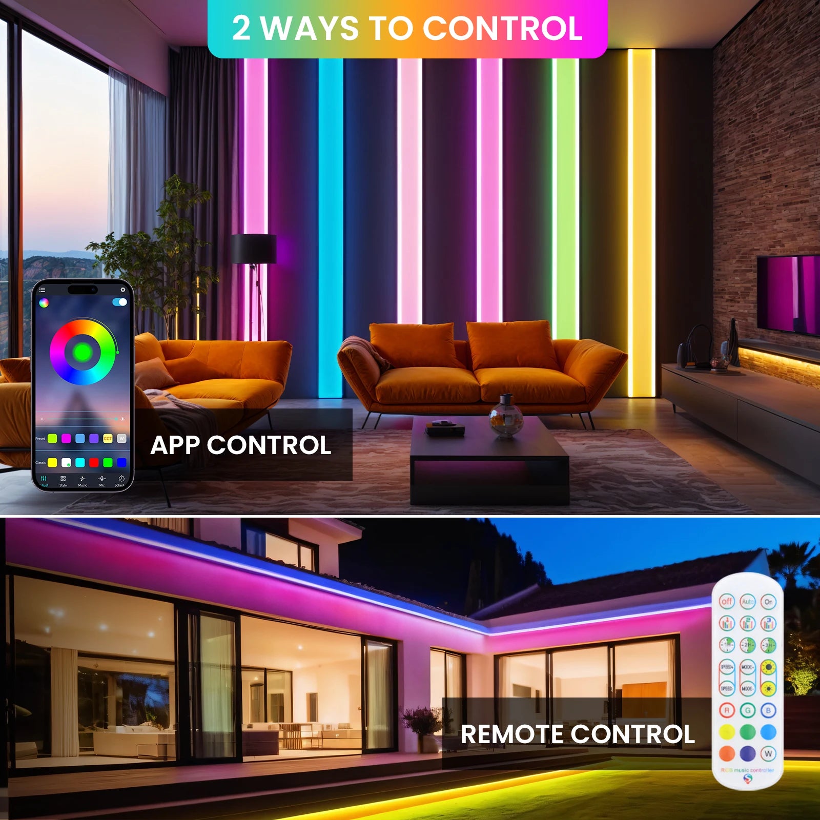 12V 24V Smart RGB COB LED Neon Strip WIFI Bluetooth App&Remote Control 576LED/m Waterproof Neon Light Indoor Outdoor Decor 1-20M